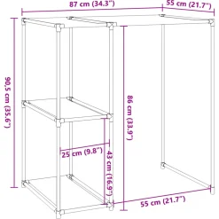 vidaXL Opbergrek voor boven wasmachine 87x55x90,5 cm ijzer zwart