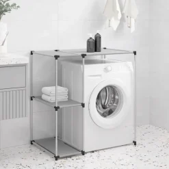 vidaXL Opbergrek voor boven wasmachine 87x55x90,5 cm ijzer grijs