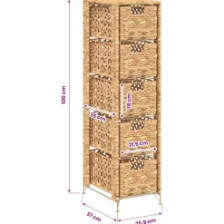 vidaXL Opbergset met 5 manden 25,5x37x100 cm waterhyacint