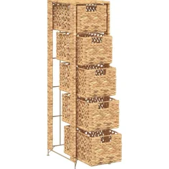 vidaXL Opbergset met 5 manden 25,5x37x100 cm waterhyacint
