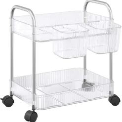 vidaXL Opbergtrolley 2-laags 37x28x43,5 cm acryl transparant