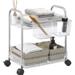 vidaXL Opbergtrolley 2-laags 37x28x43,5 cm acryl transparant