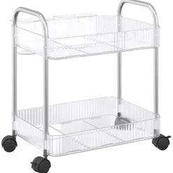 vidaXL Opbergtrolley 2-laags 37x28x43,5 cm acryl transparant
