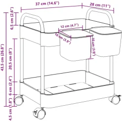 vidaXL Opbergtrolley 2-laags 37x28x43,5 cm acryl transparant