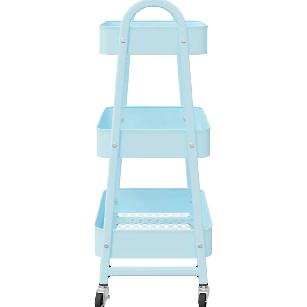 vidaXL Opbergtrolley 3-laags 42x41,5x77 cm staal blauw