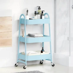 vidaXL Opbergtrolley 3-laags 42x41,5x77 cm staal blauw