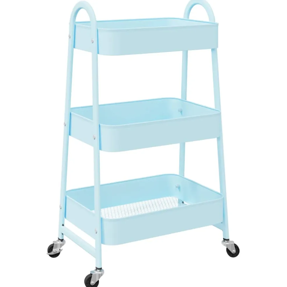 vidaXL Opbergtrolley 3-laags 42x41,5x77 cm staal blauw