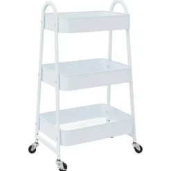 vidaXL Opbergtrolley 3-laags 42x41,5x77 cm staal wit
