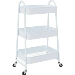 vidaXL Opbergtrolley 3-laags 42x41,5x77 cm staal wit