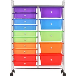 vidaXL Opbergtrolley met 15 lades mobiel XXL kunststof meerkleurig