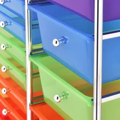 vidaXL Opbergtrolley met 15 lades mobiel XXL kunststof meerkleurig