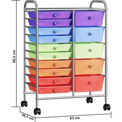 vidaXL Opbergtrolley met 15 lades mobiel XXL kunststof meerkleurig