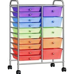 vidaXL Opbergtrolley met 15 lades mobiel XXL kunststof meerkleurig