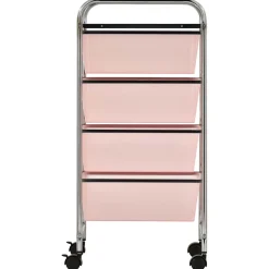 vidaXL Opbergtrolley met 4 lades mobiel kunststof roze