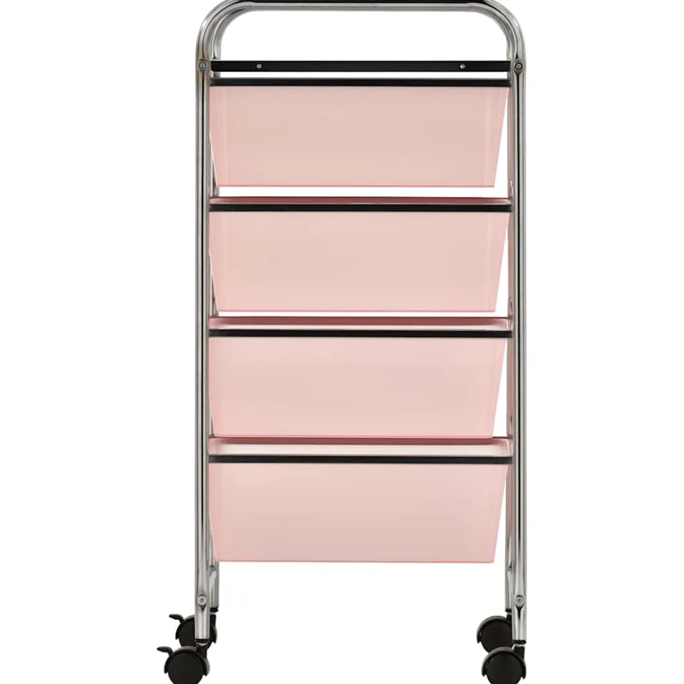 vidaXL Opbergtrolley met 4 lades mobiel kunststof roze
