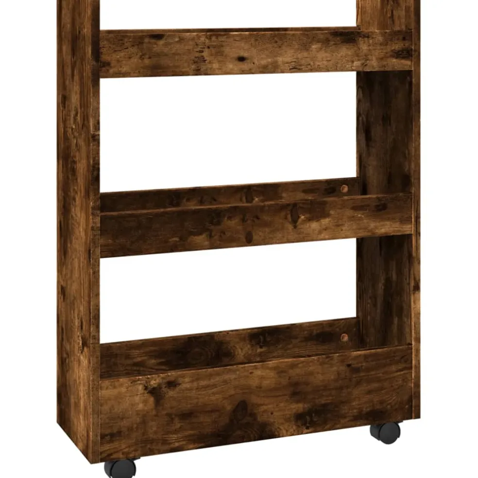 vidaXL Opbergtrolley smal 3-laags bewerkt hout gerookt eikenkleurig