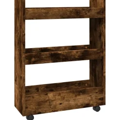 vidaXL Opbergtrolley smal 3-laags bewerkt hout gerookt eikenkleurig