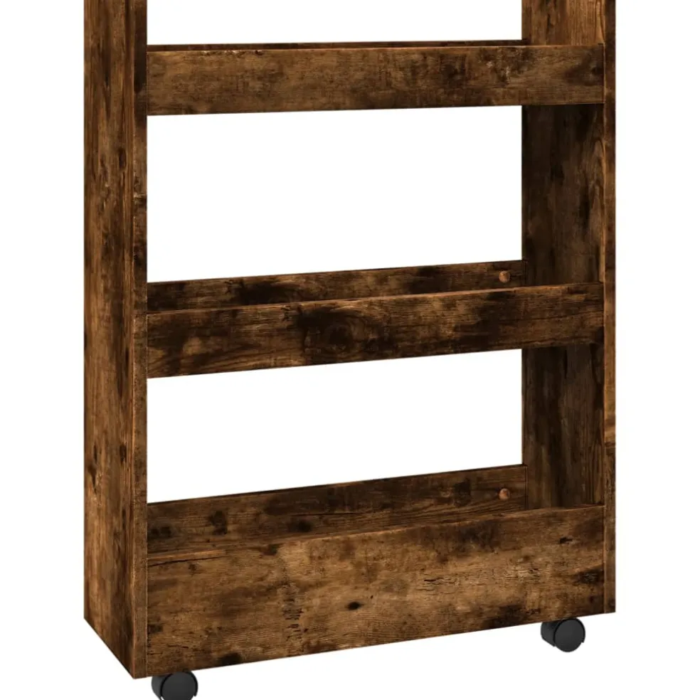 vidaXL Opbergtrolley smal 3-laags bewerkt hout gerookt eikenkleurig