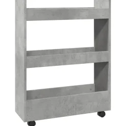 vidaXL Opbergtrolley smal 3-laags bewerkt hout betongrijs