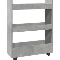 vidaXL Opbergtrolley smal 3-laags bewerkt hout betongrijs