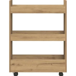 vidaXL Opbergtrolley smal 3-laags bewerkt hout artisanaal eikenkleurig