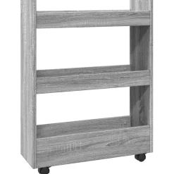 vidaXL Opbergtrolley smal 3-laags bewerkt hout grijs sonoma eiken