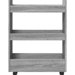 vidaXL Opbergtrolley smal 3-laags bewerkt hout grijs sonoma eiken