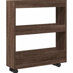vidaXL Opbergtrolley smal 3-laags bewerkt hout bruin eikenkleurig