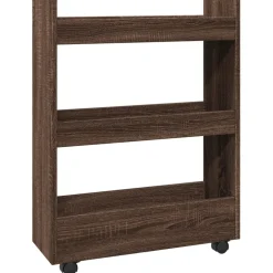 vidaXL Opbergtrolley smal 3-laags bewerkt hout bruin eikenkleurig