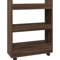 vidaXL Opbergtrolley smal 3-laags bewerkt hout bruin eikenkleurig