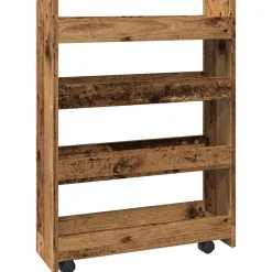 vidaXL Opbergtrolley smal 4-laags bewerkt hout oud houtkleurig