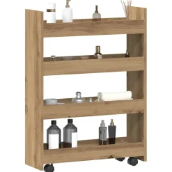 vidaXL Opbergtrolley smal 4-laags bewerkt hout artisanaal eikenkleurig