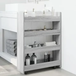 vidaXL Opbergtrolley smal 4-laags bewerkt hout grijs sonoma eiken