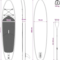 vidaXL Opblaasbaar Stand Up Paddle Board POSEIDON 305 x 76 x 15 cm