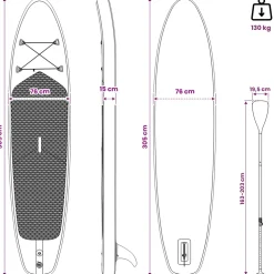 vidaXL Opblaasbaar Stand Up Paddle Board HYDROS 305 x 76 x 15 cm