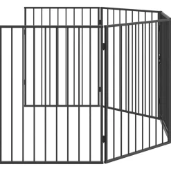 vidaXL Openhaardhek staal zwart