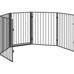 vidaXL Openhaardhek staal zwart
