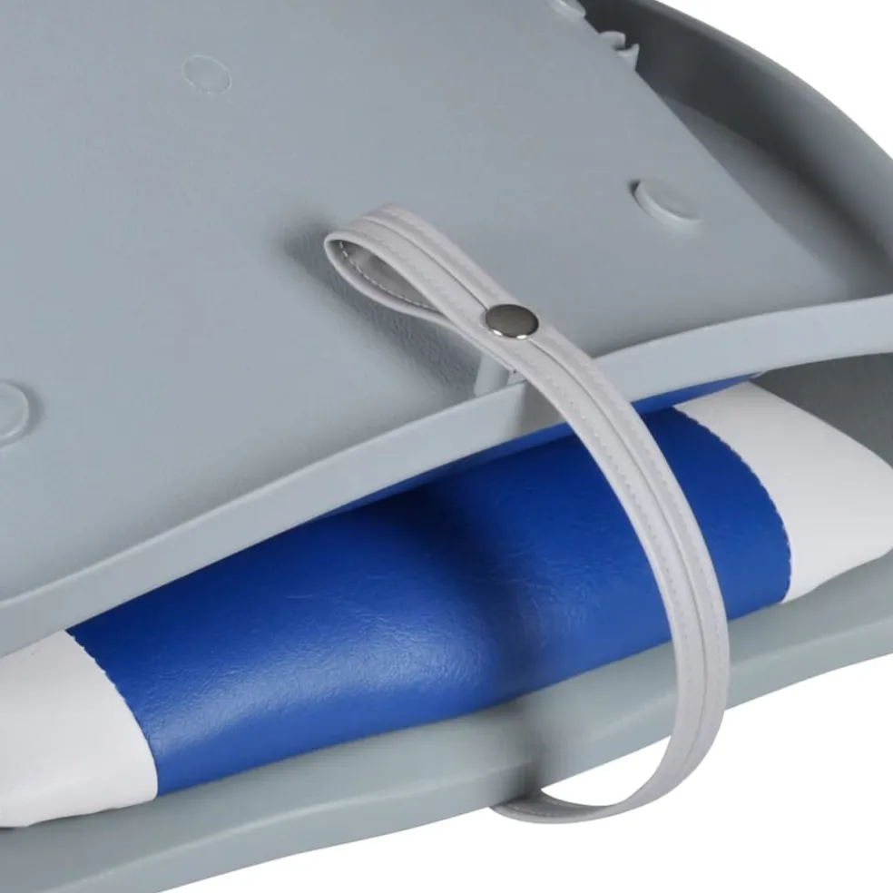 vidaXL Opklapbare bootstoel met blauw-wit kussen 48x51x41 cm