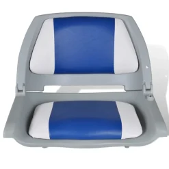vidaXL Opklapbare bootstoel met blauw-wit kussen 48x51x41 cm