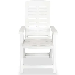 vidaXL Opklapbare ligstoelen, 2 stuks, wit plastic.