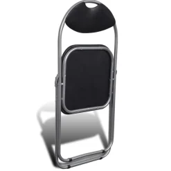 vidaXL Opklapbare stoelen, 6 stuks, zwart kunstleer en staal.