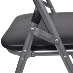 vidaXL Opklapbare stoelen, 6 stuks, zwart kunstleer en staal.