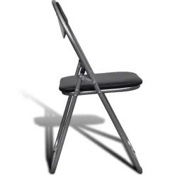 vidaXL Opklapbare stoelen, 6 stuks, zwart kunstleer en staal.