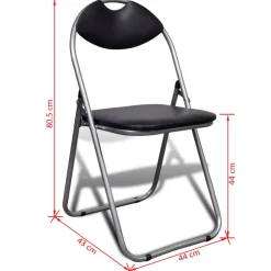 vidaXL Opklapbare stoelen, 6 stuks, zwart kunstleer en staal.