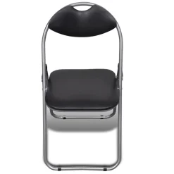 vidaXL Opklapbare stoelen, 6 stuks, zwart kunstleer en staal.