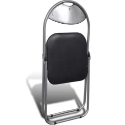 vidaXL Opklapbare stoelen, 6 stuks, zwart kunstleer en staal.