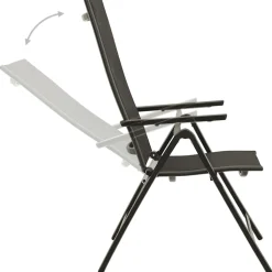 vidaXL Opklapbare stoelen, 2 stuks, van textiel en aluminium, zwart.