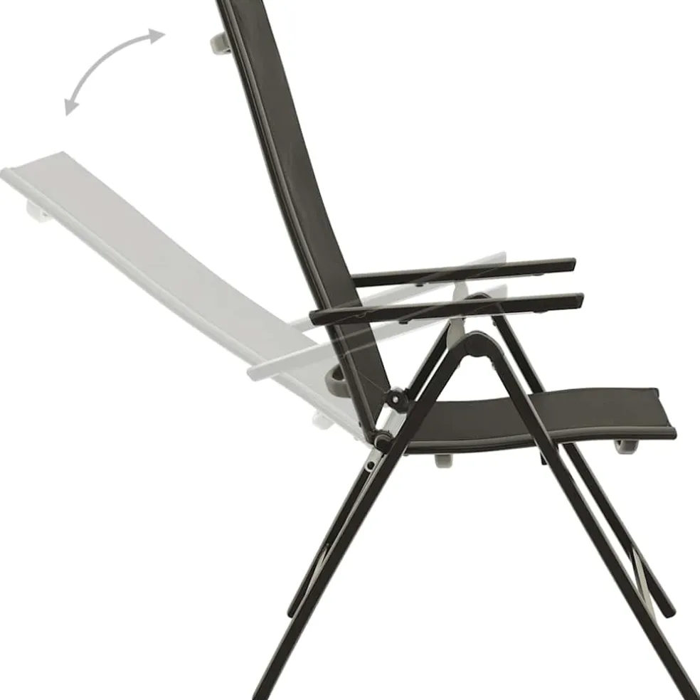 vidaXL Opklapbare stoelen, 2 stuks, van textiel en aluminium, zwart.