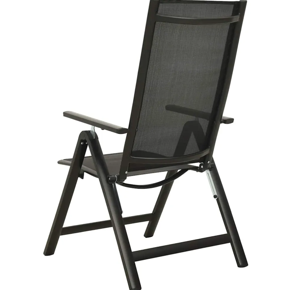 vidaXL Opklapbare stoelen, 2 stuks, van textiel en aluminium, zwart.
