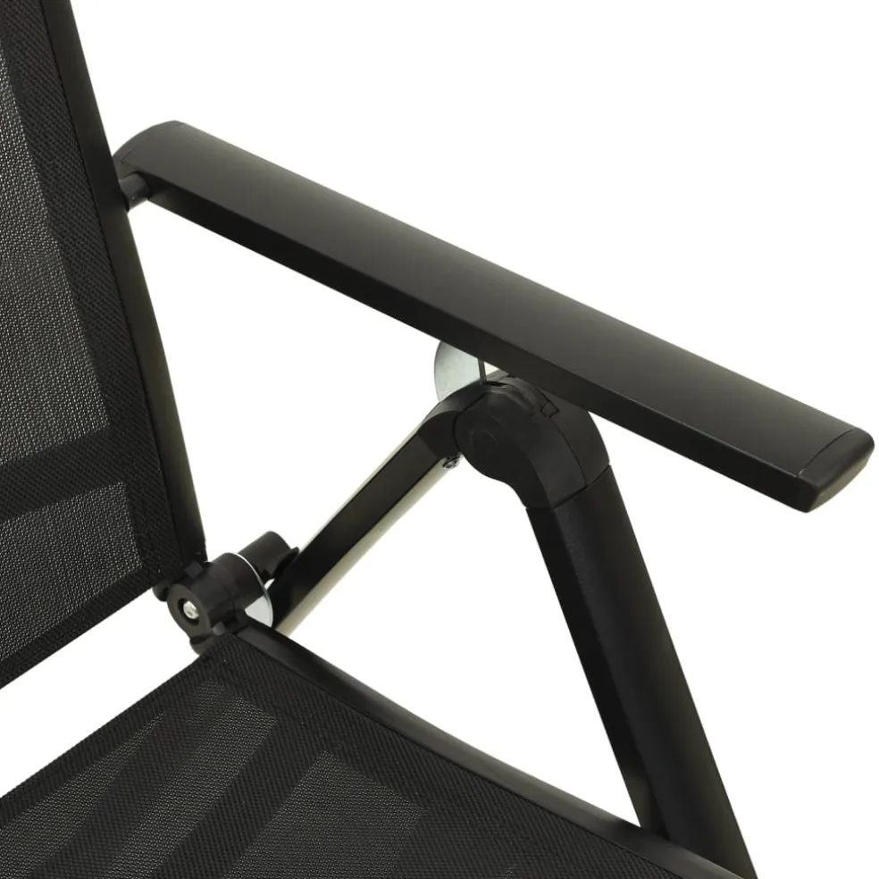 vidaXL Opklapbare stoelen, 2 stuks, van textiel en aluminium, zwart.